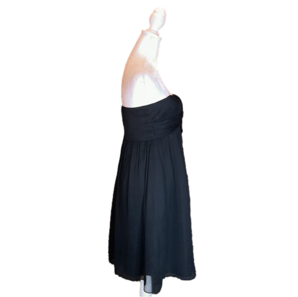 J. CREW 100% Silk Black Chiffon Strapless “Taryn” Dress Size 2 - Picture 6 of 8